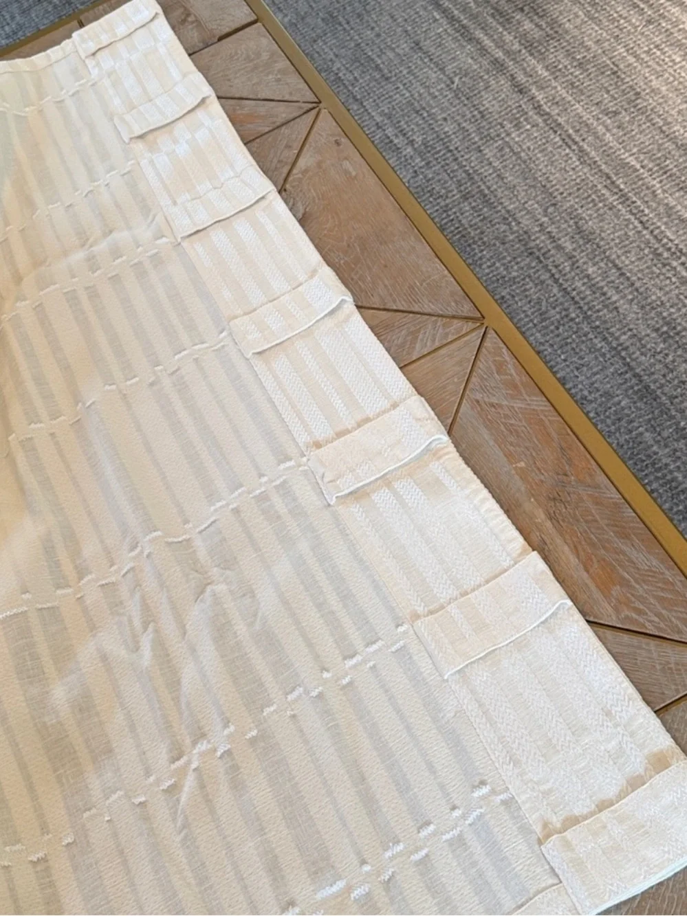 Set of 2 West Elm Mixed Stripes Jacquard Curtain Panels 48x96 Cream Ivory